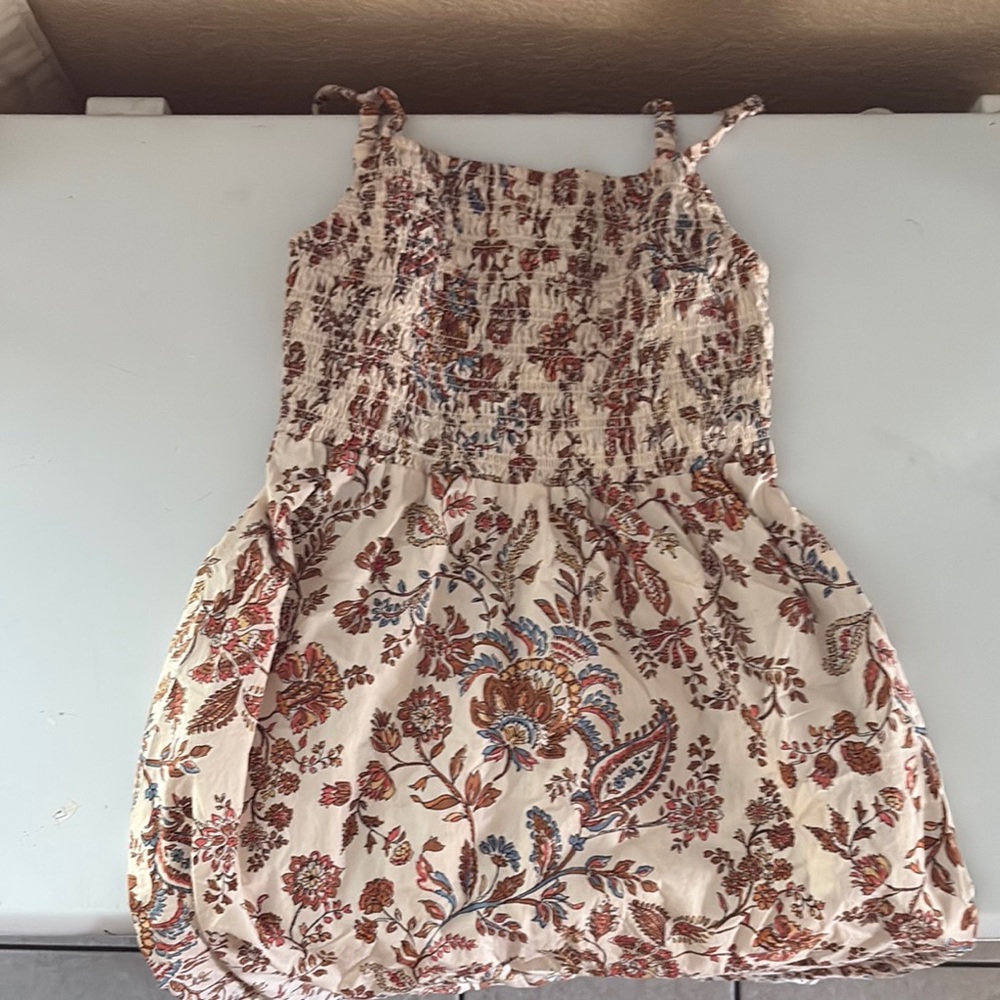 Old Navy Brown and Red Smocked Sundress